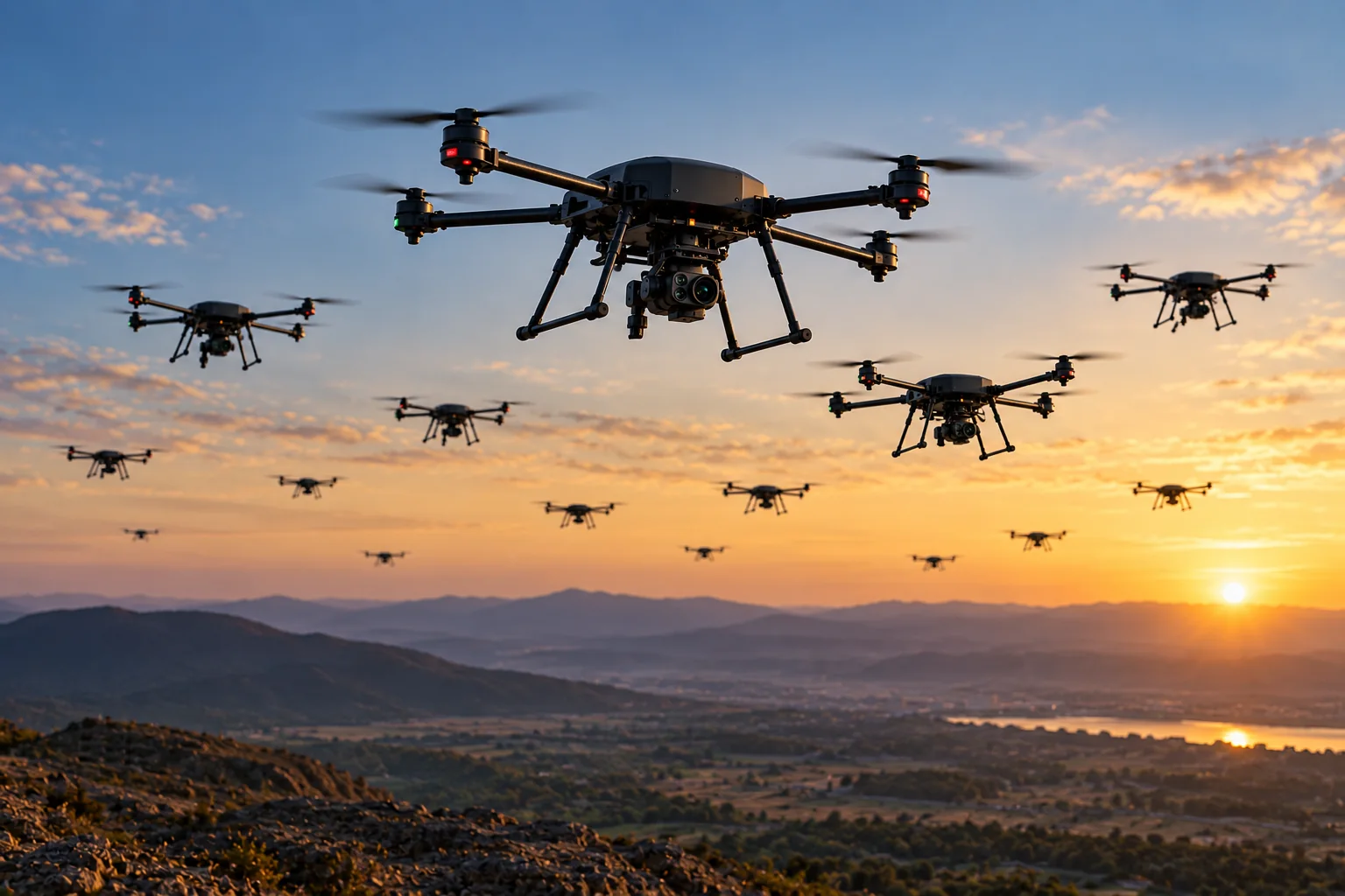 Swarm drones in formation