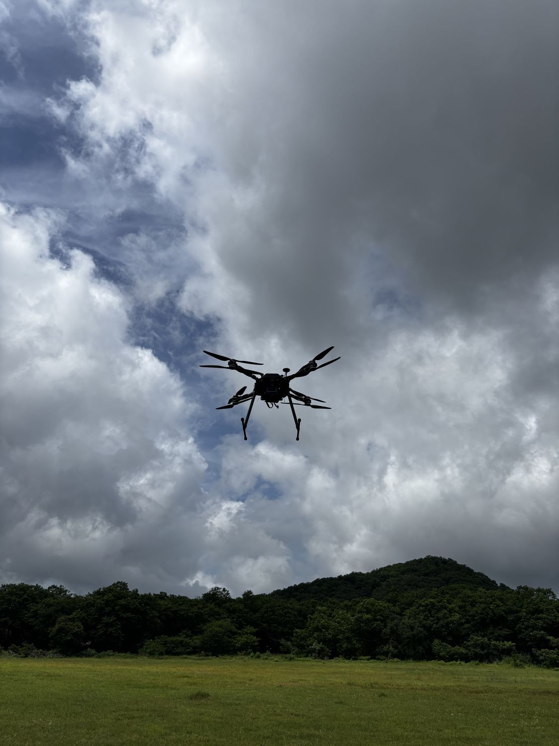 UAV in flight under overcast skies