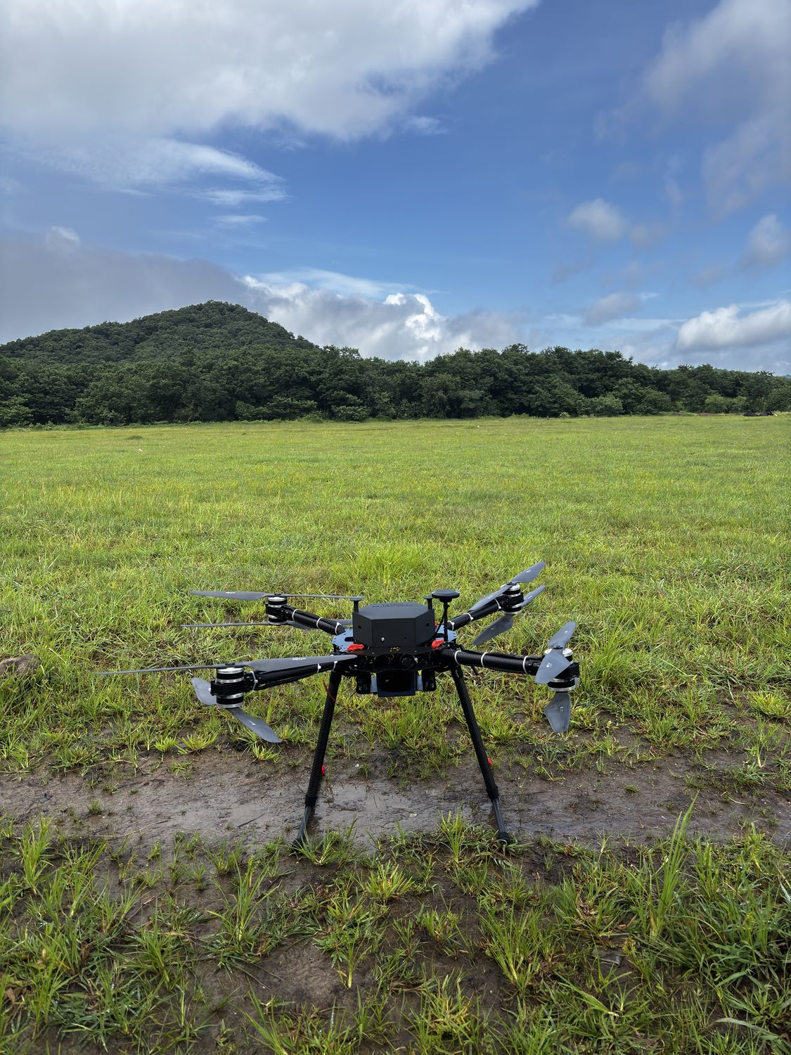 Pre-flight setup on the trial ground
